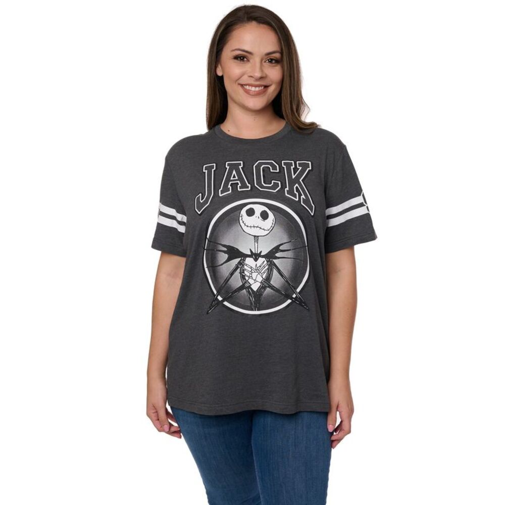Womens Plus Size Jack Skellington T-Shirt Nightmare Before Christmas Disney Gray